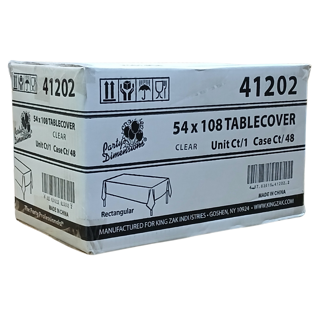 *WHOLESALE* Tablecover Plastic Clear Rectangular 54'' X 18'': 48CT Table Cover Party Dimensions