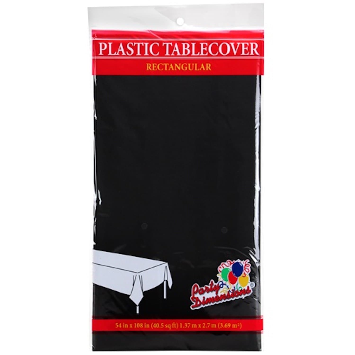 *WHOLESALE* Tablecover Plastic Black Rectangular 54'' X 18'': 48CT Table Cover Party Dimensions