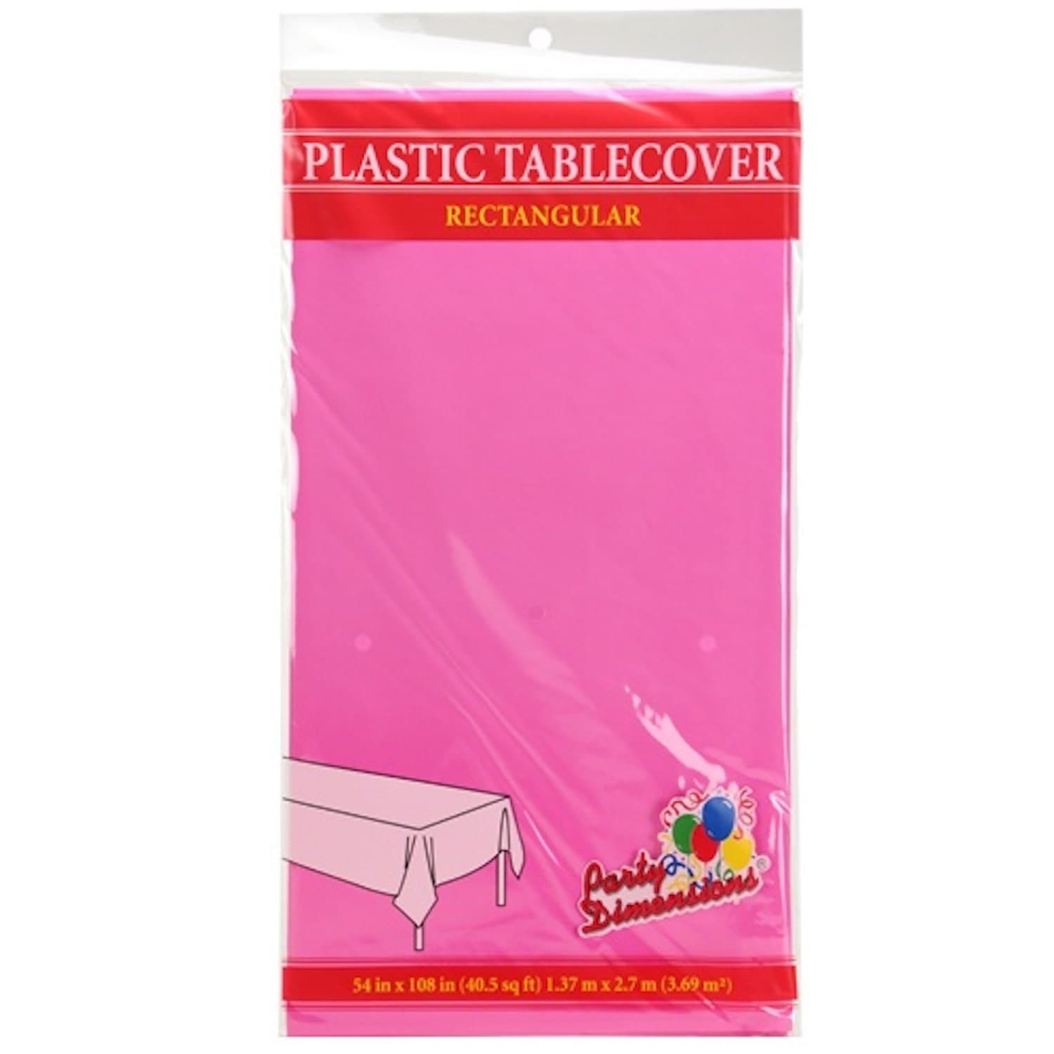 *WHOLESALE* Tablecover Plastic Hot Pink Rectangular 54'' X 18'': 48CT Table Cover Party Dimensions