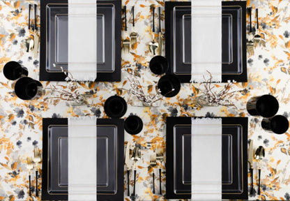 The Edge Collection 7.75" Clear with Gold Rim Square Plastic Plates Disposable Plates SIMCHA Collection