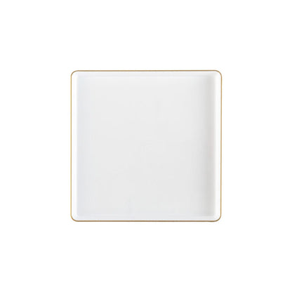 COMBO SET The Edge Collection 10.75" & 7.75" Square White With Gold Rim Plastic Dinnerware Combo Disposable Plates SIMCHA Collection