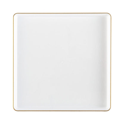 COMBO SET The Edge Collection 10.75" & 7.75" Square White With Gold Rim Plastic Dinnerware Combo Disposable Plates SIMCHA Collection