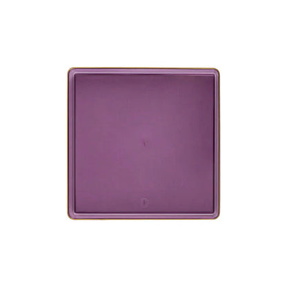 The Edge Collection 7.75" Transparent Purple with Gold Rim Square Plastic Plates Disposable Plates SIMCHA Collection