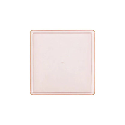 The Edge Collection 7.75" Transparent Pink with Gold Rim Square Plastic Plates Disposable Plates SIMCHA Collection
