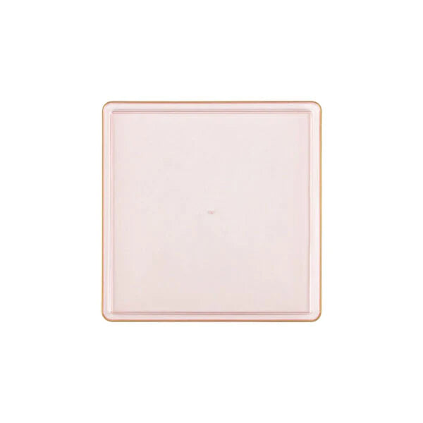 COMBO SET The Edge Collection 10.75" & 7.75" Square Pink With Gold RIme Plastic Dinnerware:20CT Combo Disposable Plates SIMCHA Collection