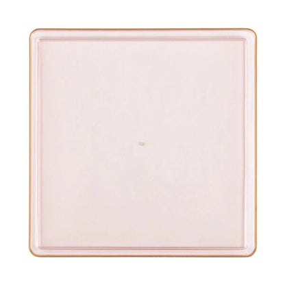 COMBO SET The Edge Collection 10.75" & 7.75" Square Pink With Gold RIme Plastic Dinnerware:20CT Combo Disposable Plates SIMCHA Collection