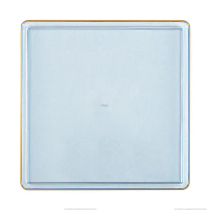 COMBO SET The Edge Collection 10.75" & 7.75" Square Blue With Gold Rim Plastic Dinnerware Combo Disposable Plates SIMCHA Collection