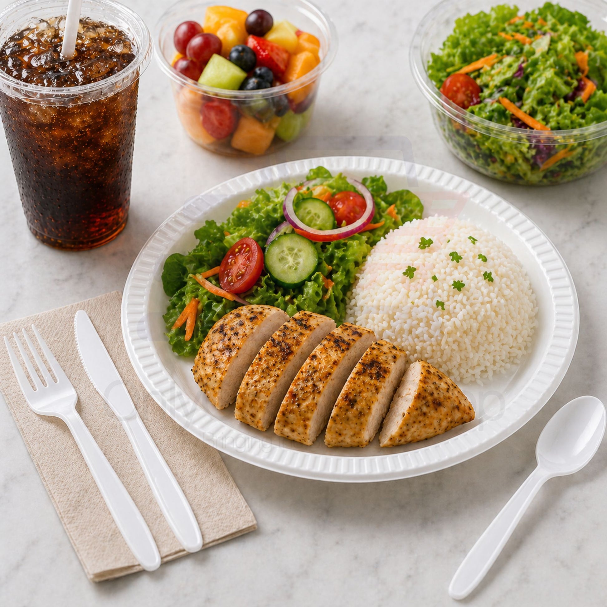 *WHOLESALE* 4 Piece Pack White Plastic Disposable Cutlery Medium Weight 250sets/Case Disposable Cutlery VeZee