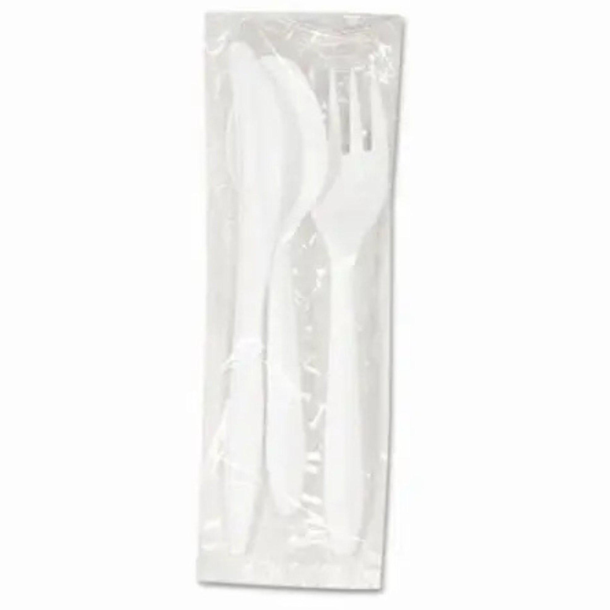 White Medium Weight Wrapped Polypropylene Plastic Cutlery Pack with Napkin Disposable Cutlery Vezee