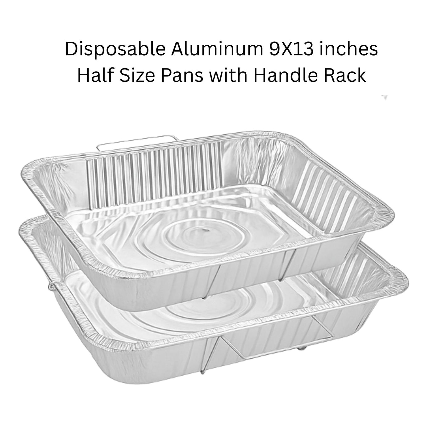 Disposable Aluminum Roaster & Pan Combo Pack with Handle Racks – Turkey Roaster, Full Size, and Half Size Pans