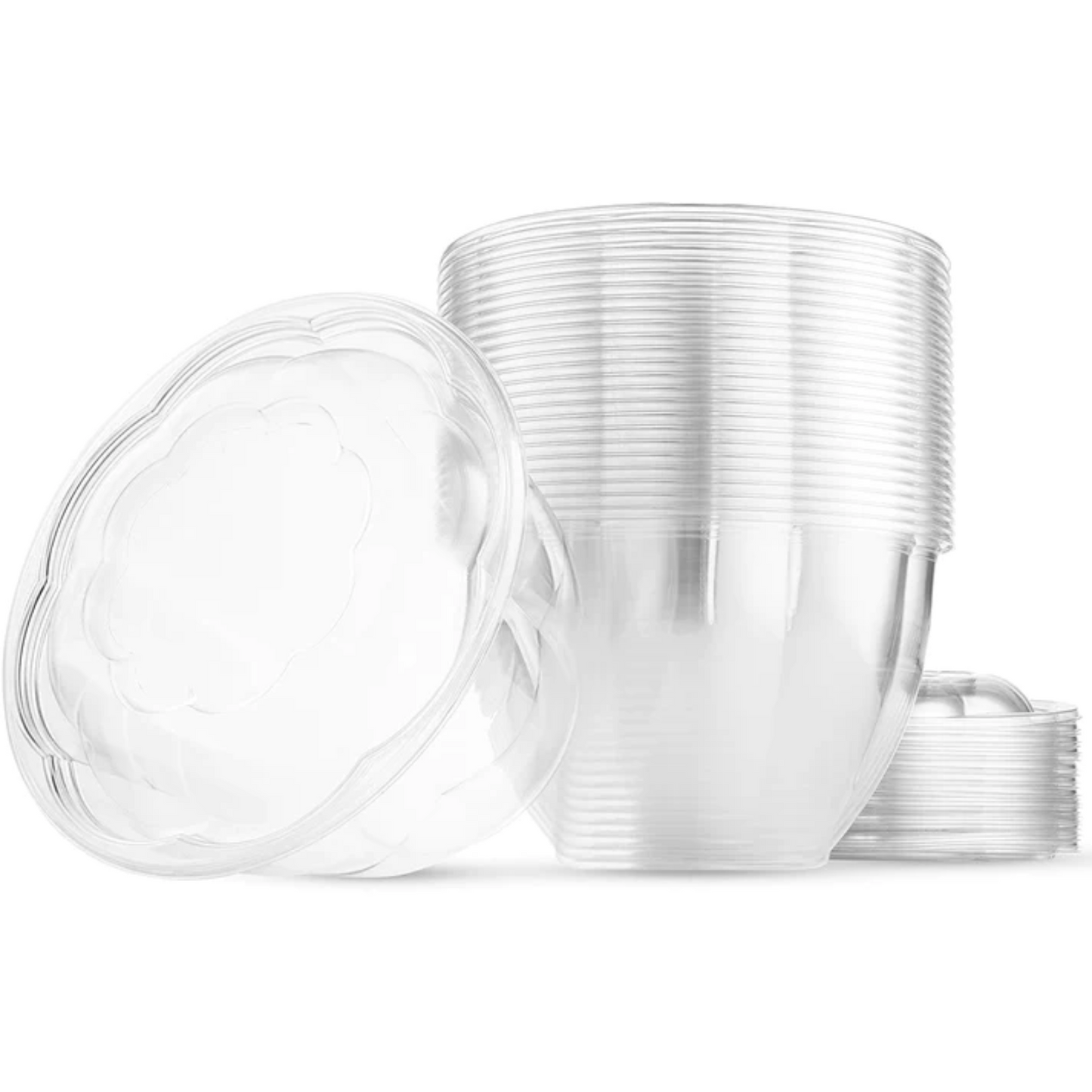 48oz Disposable Rose / Salad Bowls To-Go Containers with Airtight Lids Smoothie Cups VeZee   