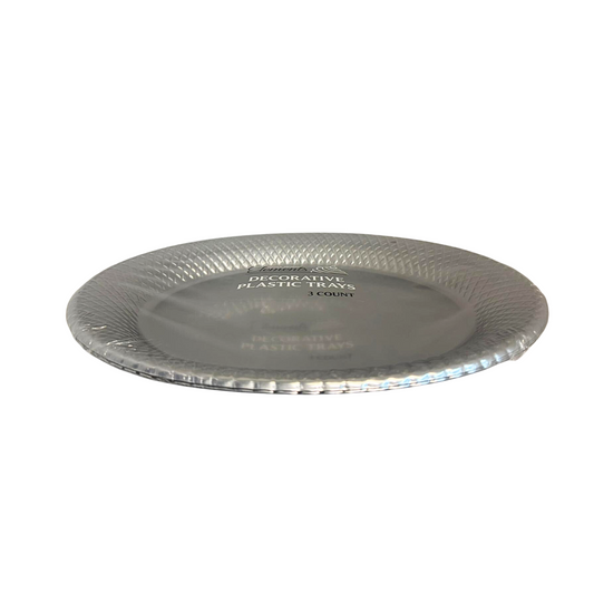 Silver Oval Serving Plastic Tray, 17.75 X 12.75 Tray King Zak   