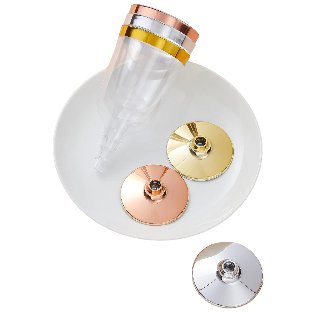 6.5oz Plastic 2-Pcs Wine Cups With Gold Rim & Bottom Champagne Glasses Lillian Tablesettings