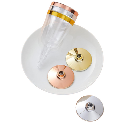 6.5oz Plastic 2-Pcs Wine Cups With Gold Rim & Bottom Champagne Glasses Lillian Tablesettings