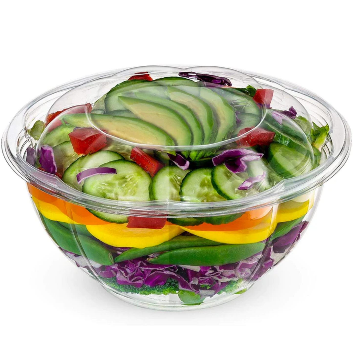 24oz Disposable Rose / Salad Bowls To-Go Containers with Airtight Lids Smoothie Cups VeZee   