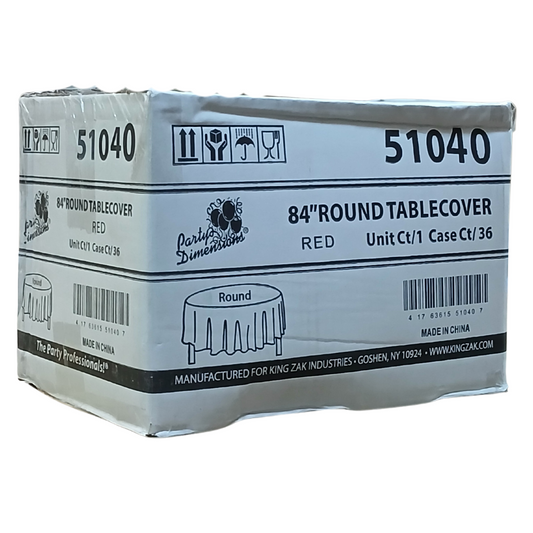 *WHOLESALE* TableCloth Plastic Disposable Round Red 84'':36CT Table Cover Party Dimensions