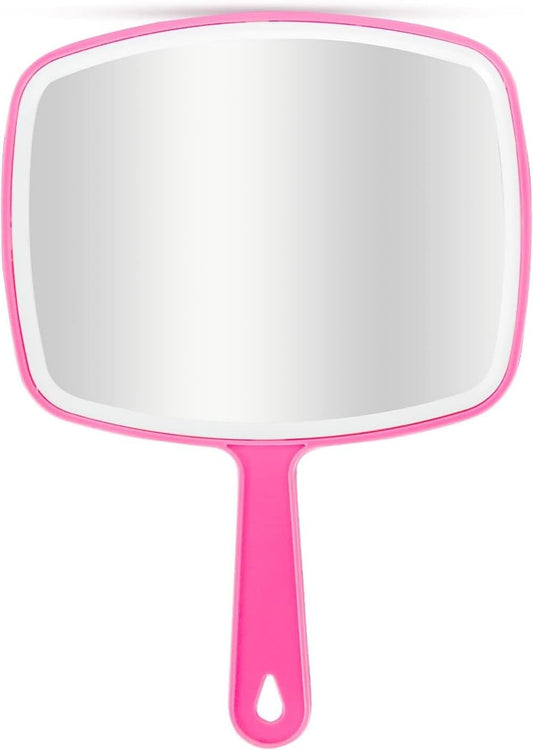 99¢ Hand Mirror, Pink Handheld Mirror with Handle, 6.3" W x 9.6" L VeZee