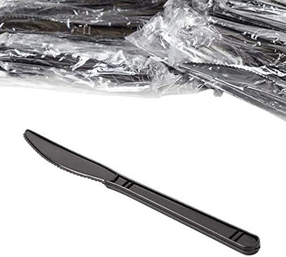 Case of Plastic - Disposable - Individually Wrapped - Heavy Weight - Black Knives| 1000 ct.  Nicole Fantini   