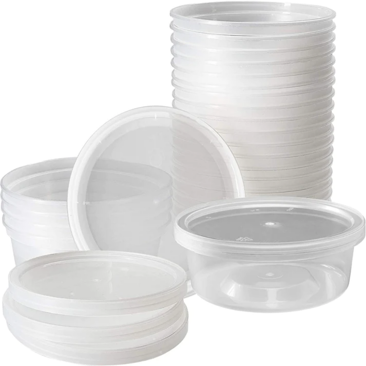 "BULK" Lightweight Clear Plastic Round Deli Container with Lids 8oz Food Storage & Serving VeZee   