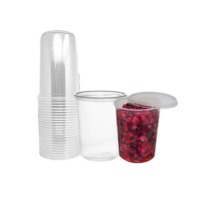 32oz Lightweight Clear Plastic Round Deli Container with Lids Food Storage & Serving VeZee   