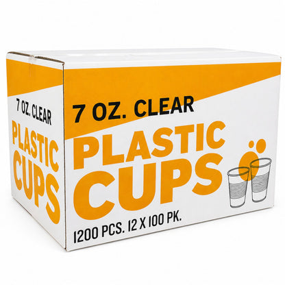 *WHOLESALE* 7oz Plastic Light weight Clear Everyday Cups 1200 ct. Disposable Cups VeZee