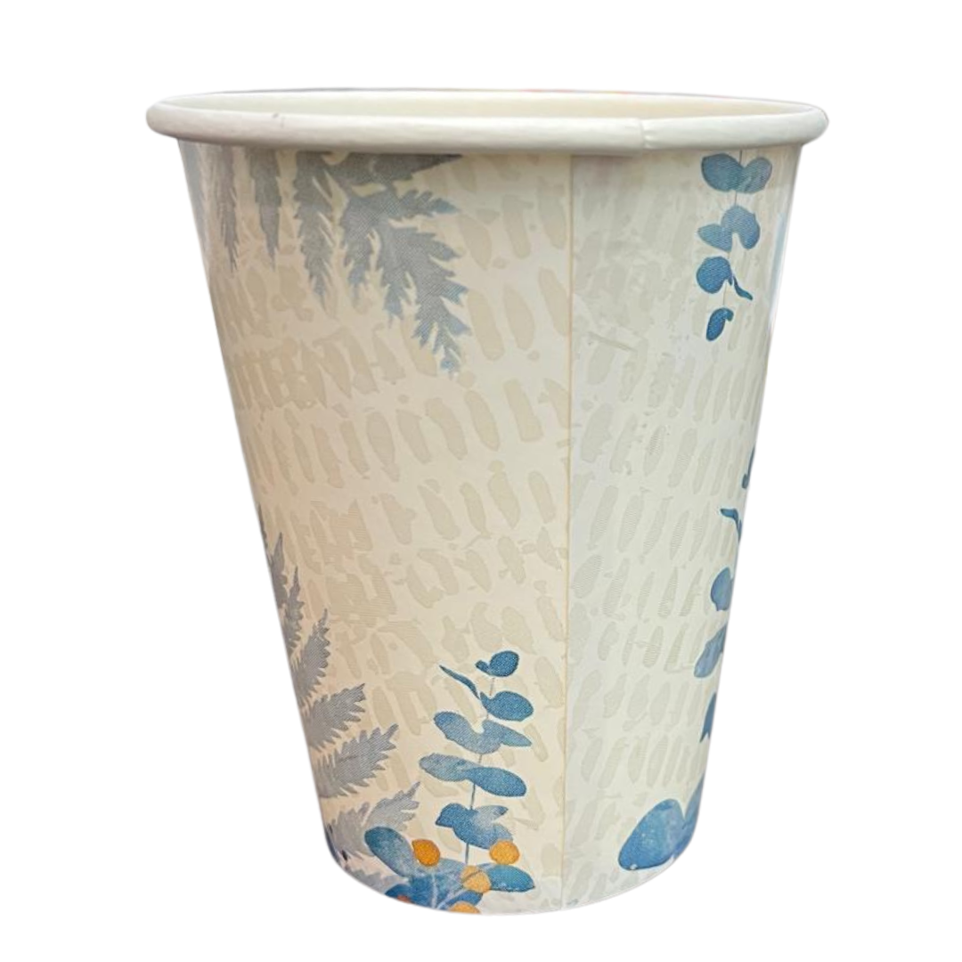 Floral Bliss Teal 12oz Paper Cups Disposable Cups Nicole Home Collection