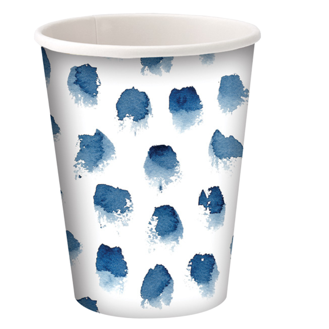 Paint Dabs Blue 12oz Paper Cups Disposable Cups Nicole Home Collection