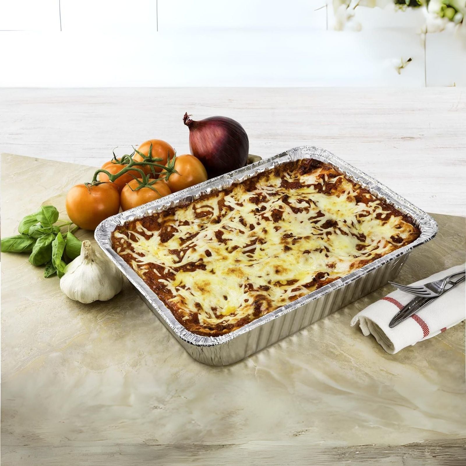 Disposable Aluminum Giant Lasagna Baking Pan 14.2 X 10.63 X 2.94 Inches Disposable VeZee   