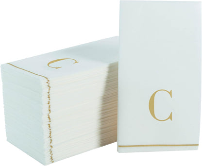 Letter C Gold Monogram Paper Dinner Napkins 14 Pack Napkins Luxe Party NYC