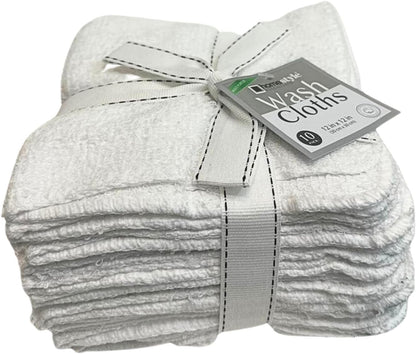 100% Cotton White Wash Cloths | 8 Ct. Household VeZee