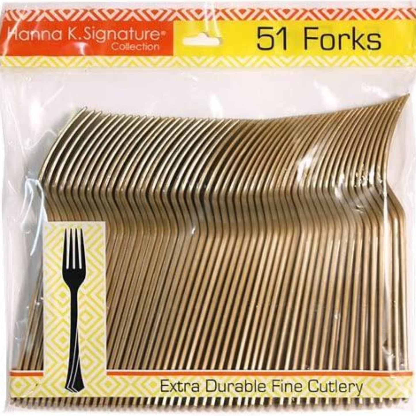 *WHOLESALE* Hanna K. Signature Heavyweight Gold Plastic Fork: 1224CT Cutlery Hanna K Signature