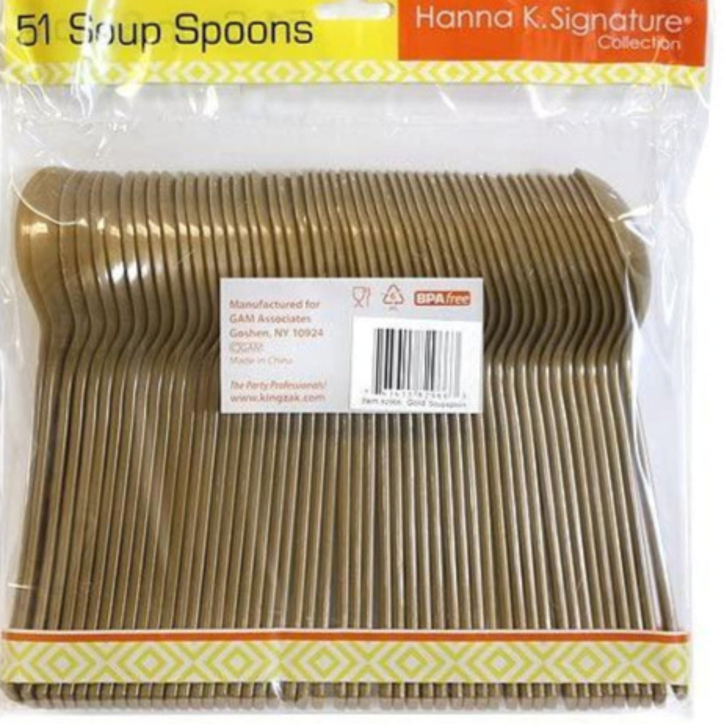 *WHOLESALE* Hanna K. Signature Heavyweight Plastic Soupspoon Gold: 1224CT Cutlery Hanna K Signature