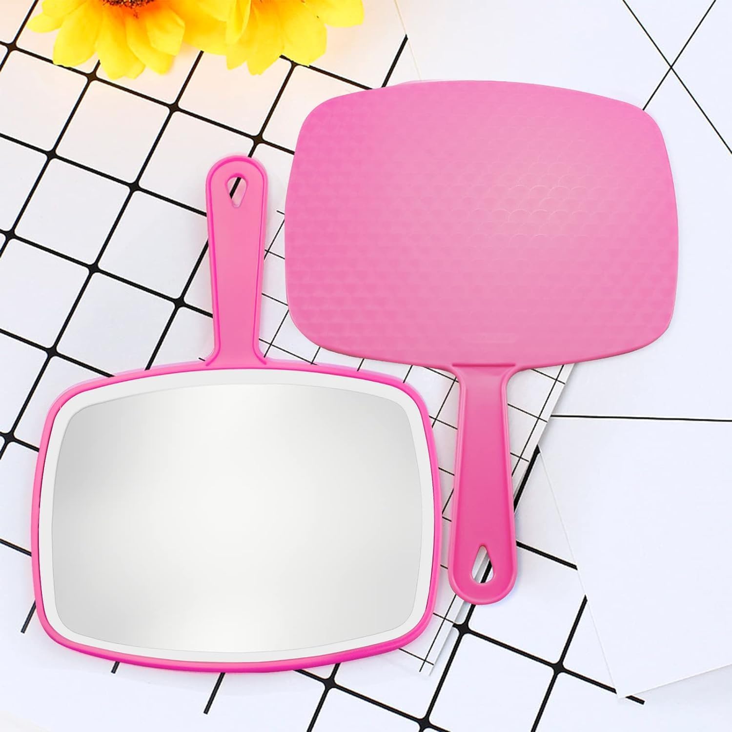 99¢ Hand Mirror, Pink Handheld Mirror with Handle, 6.3" W x 9.6" L VeZee