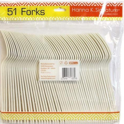 *WHOLESALE* Hanna K. Signature Heavyweight Plastic Fork Ivory: 1224CT Cutlery Hanna K Signature