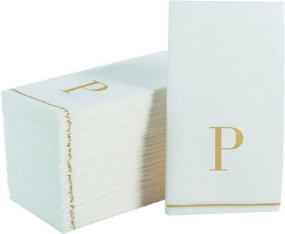 Letter P Gold Monogram Paper Dinner Napkins 14 Pack Napkins Luxe Party NYC