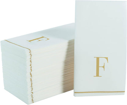 Letter F Gold Monogram Paper Dinner Napkins 14 Pack Napkins Luxe Party NYC
