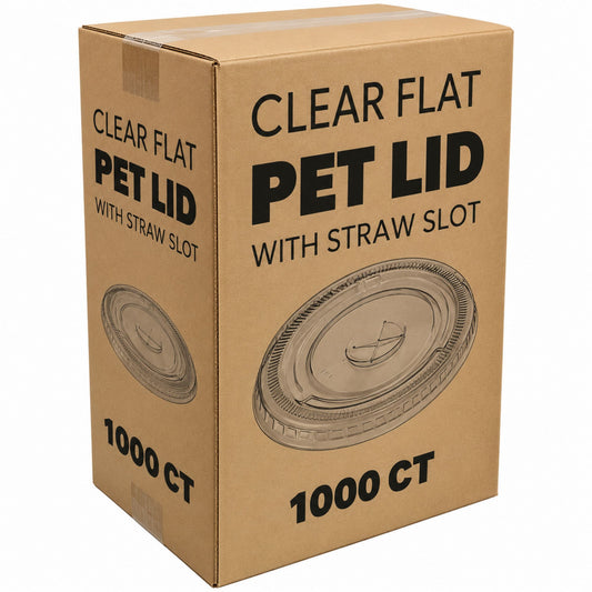 *WHOLESALE* PET Flat Lids with Straw Slot for 12, 16, 20 & 24 oz 1000/Case lids VeZee