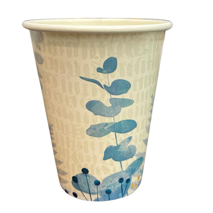 Floral Bliss Teal 12oz Paper Cups Disposable Cups Nicole Home Collection