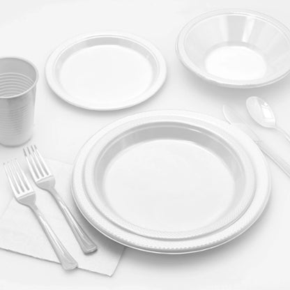 10" & 7" White Disposable Plastic Plates Combo Set Disposable Plates Hanna K Signature