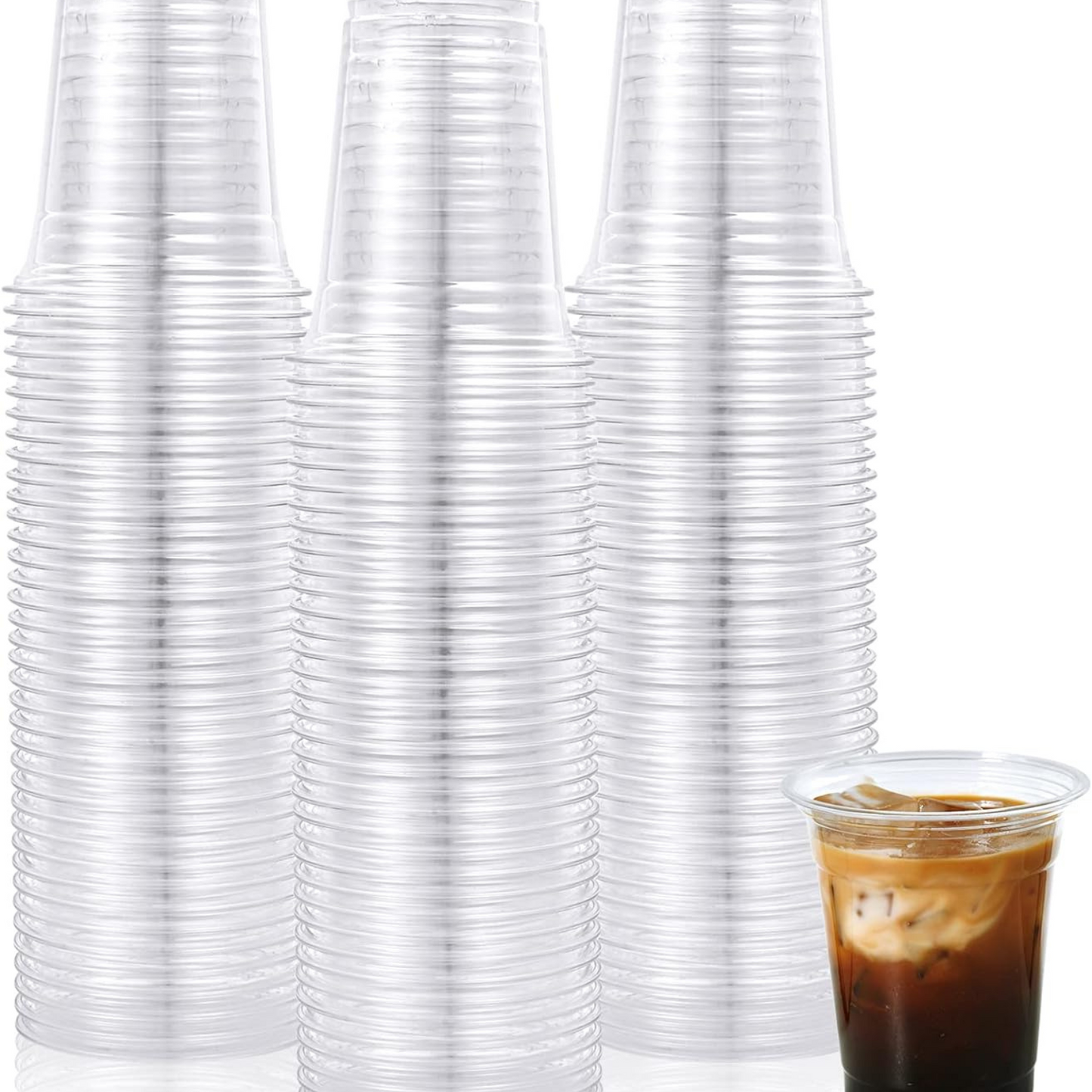 12oz Plastic Clear PET Cups With Flat Lid & Straw, for All Kinds of Beverages Smoothie Cups VeZee Cups 1000 Pack ==> 10% off 