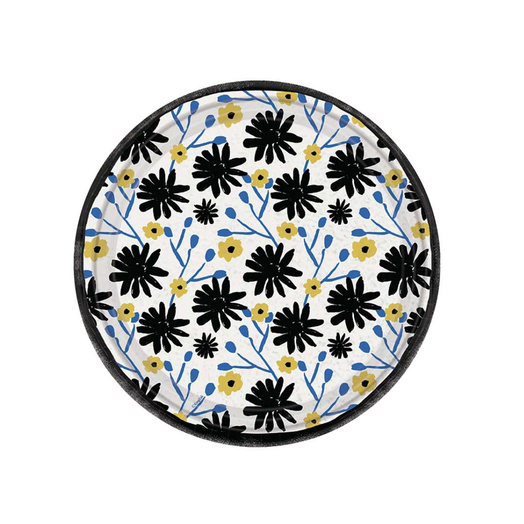 Floral Indigo 10" Meal/Dinner Paper Plates Disposable Plates Nicole Home Collection