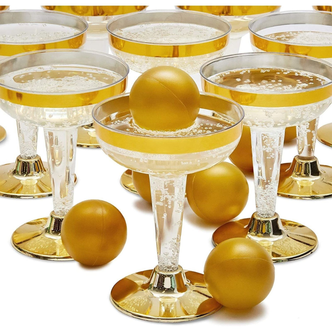 4oz Plastic Champagne Cocktail Glasses With Gold Rim & Bottom Champagne Cocktail Lillian Tablesettings