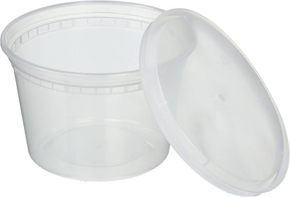 16oz Lightweight Clear Plastic Round Deli Container with Lids Food Storage & Serving VeZee   