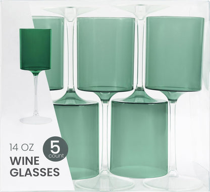 Two Tone 14 Oz Green /Clear Plastic Wine Goblets Wine Goblets SIMCHA Collection