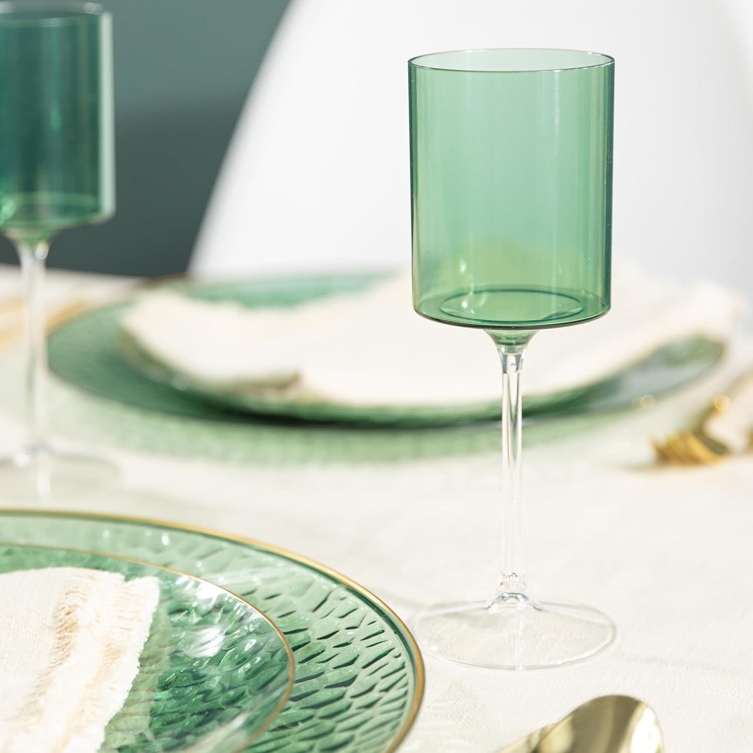 Two Tone 14 Oz Green /Clear Plastic Wine Goblets Wine Goblets SIMCHA Collection