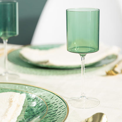 Two Tone 14 Oz Green /Clear Plastic Wine Goblets Wine Goblets SIMCHA Collection