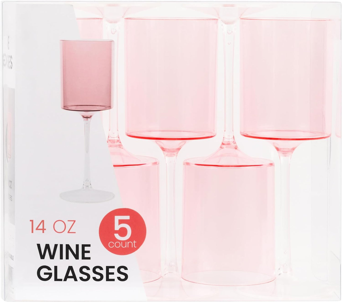 Two Tone 14 Oz Pink /Clear Plastic Wine Goblets Wine Goblets SIMCHA Collection