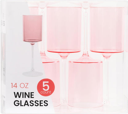 Two Tone 14 Oz Pink /Clear Plastic Wine Goblets Wine Goblets SIMCHA Collection