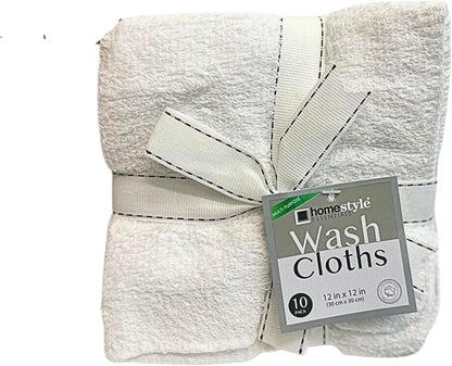 100% Cotton White Wash Cloths | 8 Ct. Household VeZee