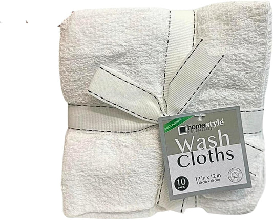 1% Cotton White Wash Cloths | 8 Ct. Household VeZee